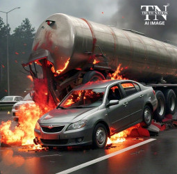 राजस्थान में कार और टैंकर की जोरदार टक्कर, दंपति और डेढ़ साल की बच्ची की दर्दनाक मौत।