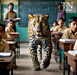 UP News : बिजनौर स्कूल में तेंदुए की घुसपैठ, शिक्षकों-कर्मचारियों ने कमरे में छिपकर बचाई जान।