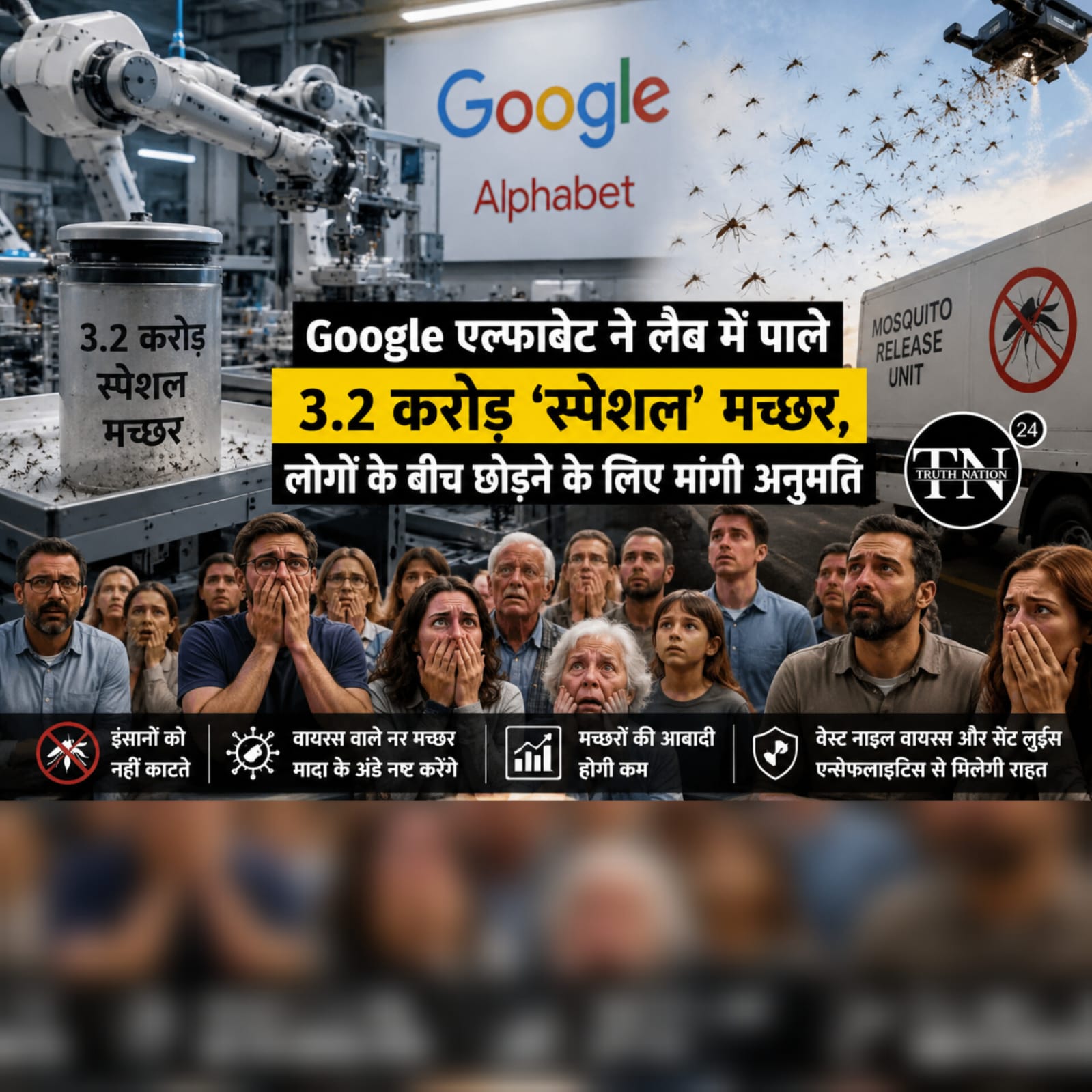 Google अल्फाबेट का अनोखा प्रयोग: 3.2 करोड़ खास मच्छरों को आबादी में छोड़ने की तैयारी, मांगी सरकारी मंजूरी।
